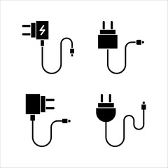 Mobile phone charger icon set. Outline mobile phone charger vector icon for web design isolated on white background. eps 10