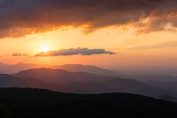 Beautiful morning light over the Blue Ridge Mountains of North Carolina
