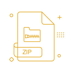 Zip file type icon in outline detailed style