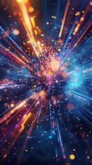 data big bang, simbolization of the dawn of a technologically advanced age, created with generative AI technology