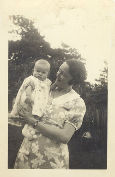 ANCIENT PHOTO WITH MOTHER AND SON