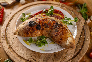 Rustic homemade calzone