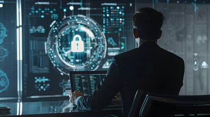 Cybersecurity expert working on a secure system.