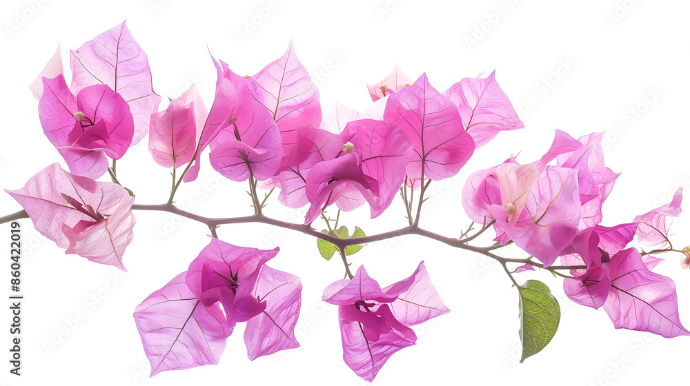 Poster Bush tree flower of bougainvillea on isolated white background with copy space and clipping path : Generative AI