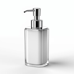 Obraz premium 3D rendering of a clear glass soap dispenser with a silver pump
