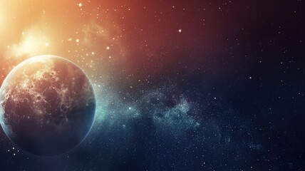 Obraz premium Vibrant space scene with detailed planet and colorful nebula against starry background