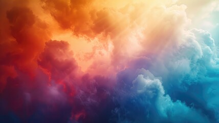 Vivid cloudscape with contrasting warm and cool colors