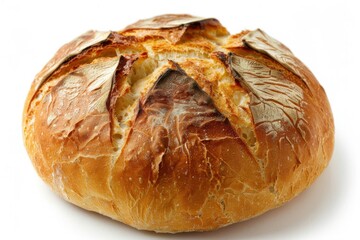 freshly baked round bread with a crack in the middle.
