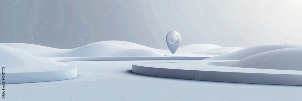 Poster a clean and modern 3d rendering of a location pin on a minimalist map background, ideal for navigati