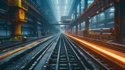 Obraz premium Steel Mill Production Line with Molten Metal