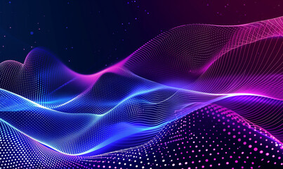 Abstract Neon Waves with Blue and Pink Hues
