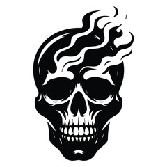 Skull smoking silhouette vector illustration isolated on white background