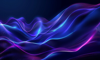 Abstract Neon Waves with Blue and Pink Hues
