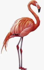 Obraz premium A Pink Flamingo Standing on One Leg Against a White Background