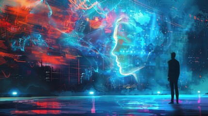 Fototapeta premium overcoming challenges with technology and innovation in new world digital painting