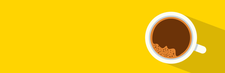cup of coffee on a yellow background	