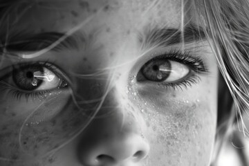 Fototapeta premium A girl with a lot of freckles on her face