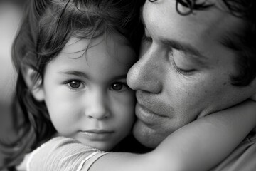 A man is hugging a little girl