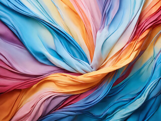 Fototapeta premium Colorful silk fabric swirling abstract background