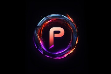 Fototapeta premium Colorful letter on black background. Vibrant shades of red, blue, and yellow create a striking contrast.