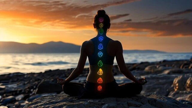 yoga on the beach at sunset