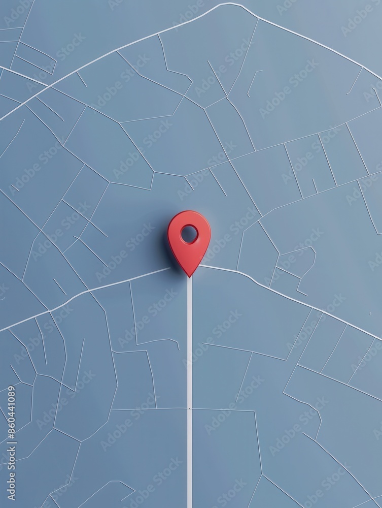 Poster a simple and minimalist image of a red location pin on a clean, modern city map background. perfect 