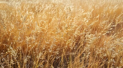 Fototapeta premium Dry grass illuminated by the summer sun. Natural summer field scene.
