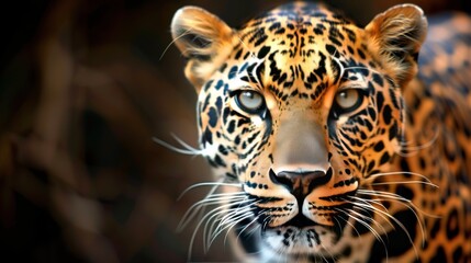 A stunning close-up portrait of a leopard, with its piercing green eyes and sleek fur, perfectly capturing the beauty and intensity of this magnificent big cat.