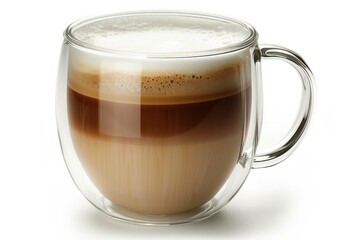 Layered Cappuccino in Clear Glass Mug