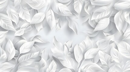 Stylish leafy patterns on intricate white texture background