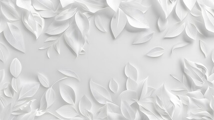 Elegant leafy patterns decorating white textured background