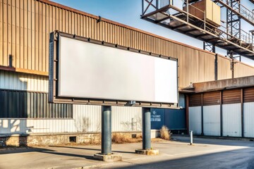 Obraz premium billboard mockup in an empty industrial area, with a grungy, urban background, highlighting a bold graphic design