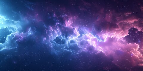 Captivating image of a nebula with soft blue and purple clouds, dotted with stars.