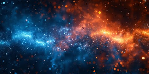 Fototapeta premium Mesmerizing abstract scene of cosmic waves with vibrant blue and orange hues.