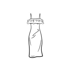 Woman Dress Flat Sketch Technical Illustration
