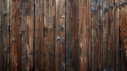 Fototapeta premium A dark wooden plank wall composed of various textures and subtle details, offering a rich and warm ambiance suitable for rustic and contemporary design environments.