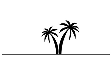 Palm tree silhouette vector drawing of  Isolated  vector art white background