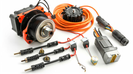 Alternator and starter testers for diagnosing electrical system issues isolated on white background