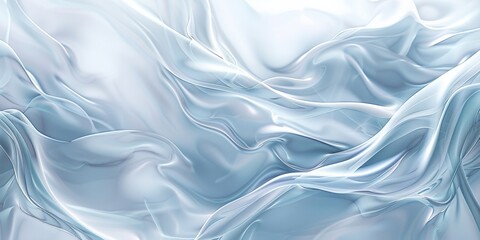 Obraz premium Soft and delicate waves of translucent fabric in a serene blue color, evoking a sense of calm and tranquility.