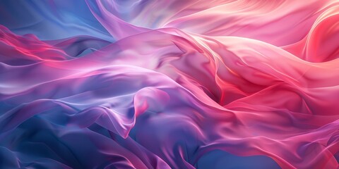 Obraz premium Delicate pastel waves of fabric in shades of pink, purple, and blue, creating a serene and ethereal visual effect with a sense of gentle movement.