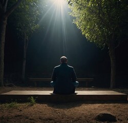 person in the park / worship and pray