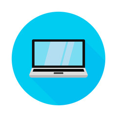 Vector laptop icon on a round background.