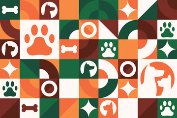 International Dog Day. August 26. Seamless geometric pattern. Template for background, banner, card, poster. Vector EPS10 illustration.