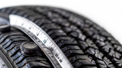 Tire tread depth gauges for measuring tire tread wear isolated on white background