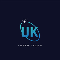 Alphabet letter UK KU unique logo vector template illustration