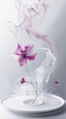 Obraz premium Exquisite Aromatic Poetry on a Plate - Vector Minimalist Digital Sculpture Capturing the Balance of Flavors and Scents in Dining Experience