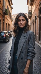 portrait of a Italian woman in City of Rome in Italy