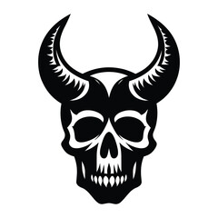 Skull with horn silhouette vector illustration isolated on white background