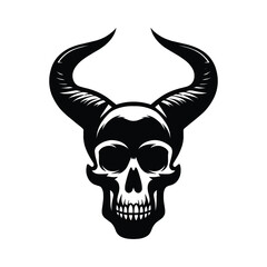Skull with horn silhouette vector illustration isolated on white background