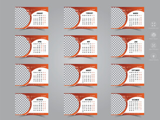 Desk Calendar 2025 template - 12 months included size 8.5/ 5.5 Print-ready desk Calendar design victor template.